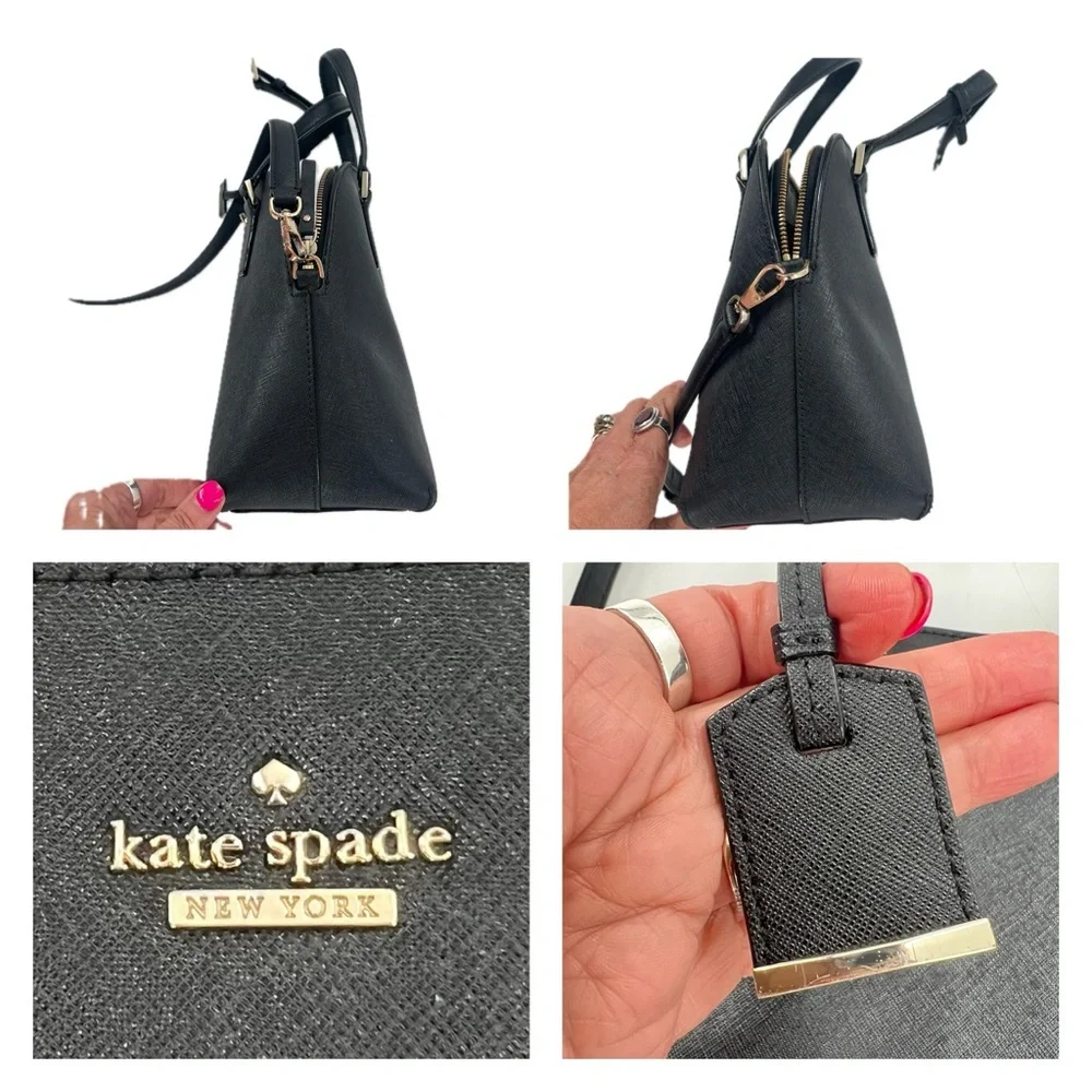 Kate Spade New York Cameron Street Large Lottie Satchel Crossbody Black Leather